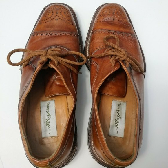 Mezlan Oxford 10 M Tan Camel Lace Tie Handmade Spain Tooled Leather Cap Toe main image 7